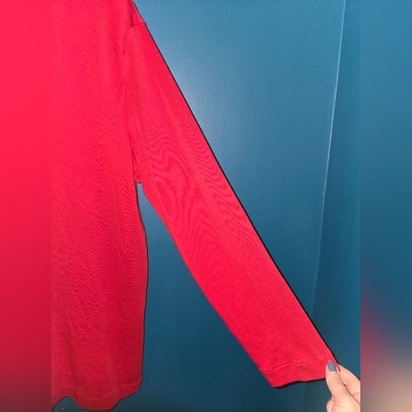 Chico's Red V-neckline Longsleeve Top, Size 1 (us medium), pima cotton - Picture 8 of 9